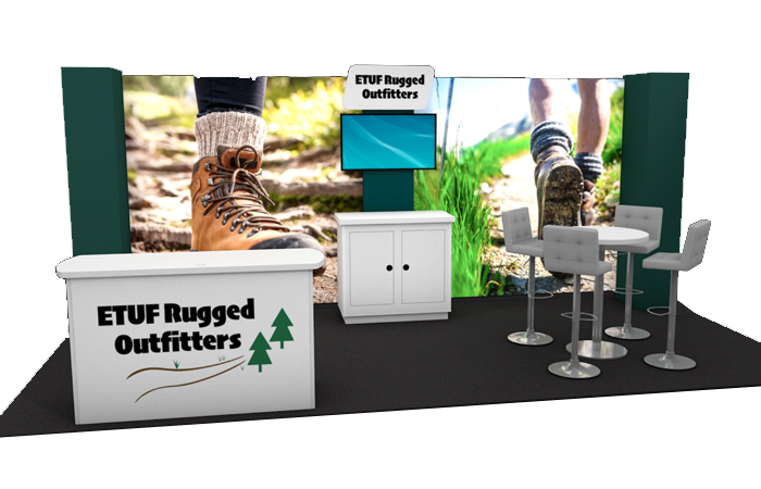 20' Milaca Pillowcase Rental Exhibit w/ Counters and Kiosk (RT87655)