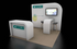 10' x 10' Curved Presentation Display w/ Presentation Screen and Storage Counter (ID0512)