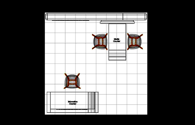 10' x 10' Curved Presentation Display w/ Presentation Screen and Storage Counter (ID0512)