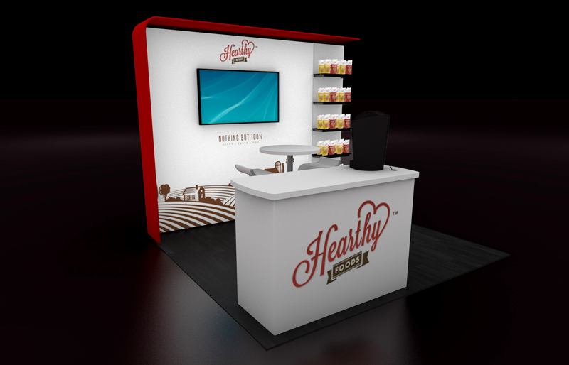 10' x 10' Backlit Presentation Display w/ Product Shelving and Meeting Area (ID0518)