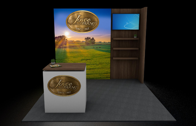 10'x 10' Backlit LightWall Display w/ Wood Accent Shelving (ID0520)