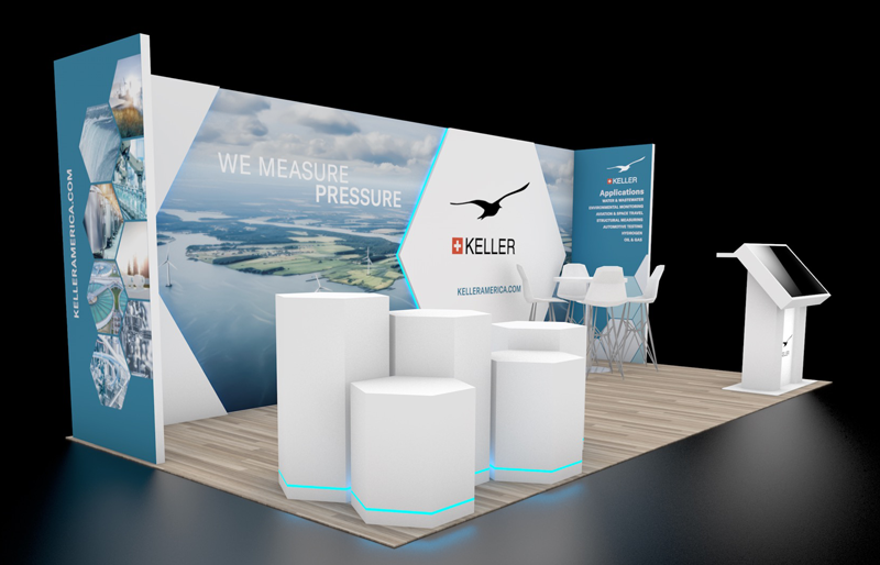 10' x 20' Custom EdgeLit Exhibit w/ Interactive Kiosk and Product Pedestals (ID0532)