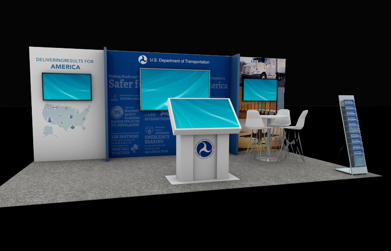 10' x 20' Modular Inline Display w/ Interactive Kiosk and Meeting Area (ID0535)