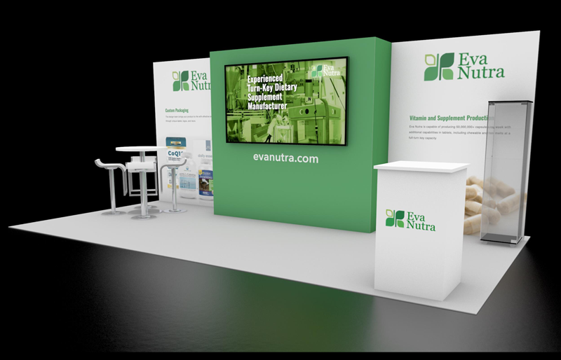 10' x 20' DesignLine Display w/ Presentation Wall and Product Showcase (ID0537)