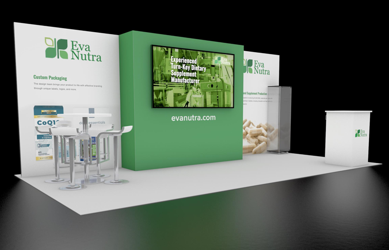 10' x 20' DesignLine Display w/ Presentation Wall and Product Showcase (ID0537)