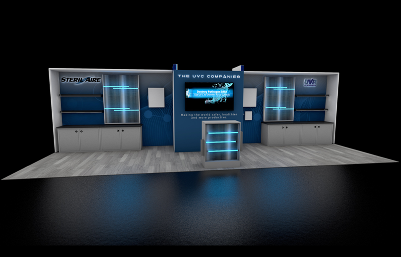 10' x 30' Custom Modular Exhibit w/ Walk-In Storage, Product Shelving, and Lockable Storage (ID0547)