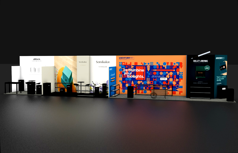 10' x 60' Modular Inline Exhibit with Product Display Zones (ID0549)
