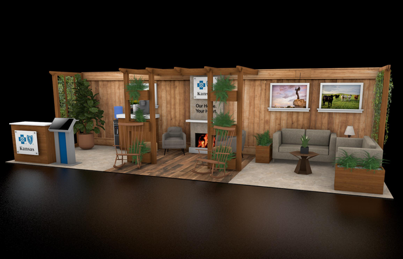 10' x 30' Inline Exhibit w/ Wood Pergola, Coffee Bar, and Semi-Private Meeting Area (ID0552)