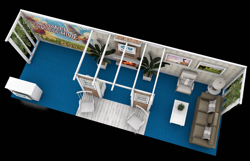 10' x 30' Custom Inline Exhibit w/ White Pergola Porch and Accents (ID0553)