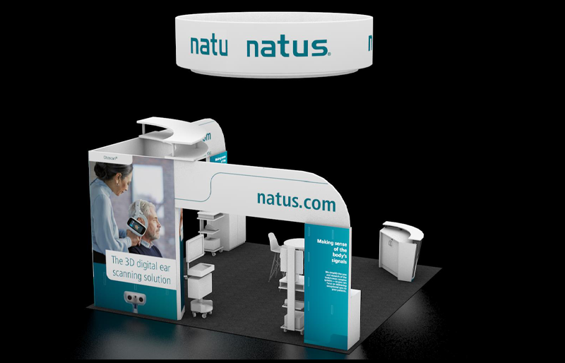 20' x 20' Custom Exhibit w/ Architectural Structure, Demo Stations, and Signage (ID0556)