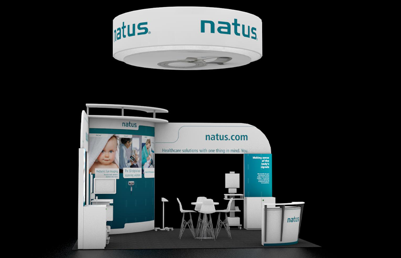 20' x 20' Custom Exhibit w/ Architectural Structure, Demo Stations, and Signage (ID0556)