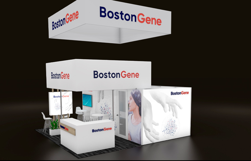 20' x 20' Custom Modular Island w/ Private Meeting Area and Overhead Fabric Structures (ID0566)