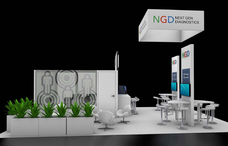 20' x 30' Island Exhibit w/ Private Conference Room and Interactive Workstations (ID0578)