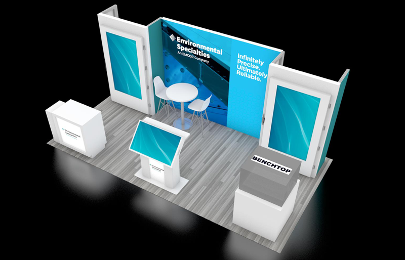 10' x 20' Scalable Backlit Exhibit w/ Dual Presentation Doors and Interactive Kiosk (ID0622)