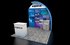 10' x 10' Scalable Custom Modular Exhibit w/ Curved Canopy and Product Display (ID0627)