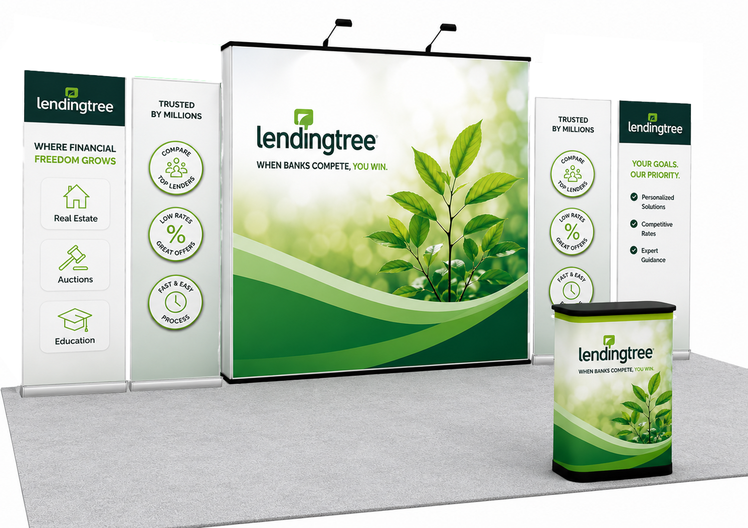 20' Portable Scalable Instand Pop-up w/ Counter and Banner Stands (ID5406N)