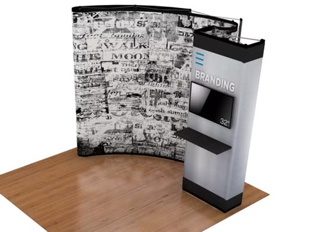 10' Instand Curved w/ Bump Out Inkjet Pop-up Exhibit w/ Accessories (DL81231N)
